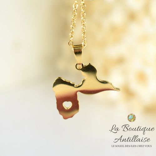 COLLIER PENDENTIF GUADELOUPE OR COEUR