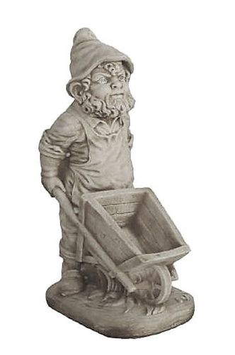 Statua Gnomo con carriola in cemento H cm 86