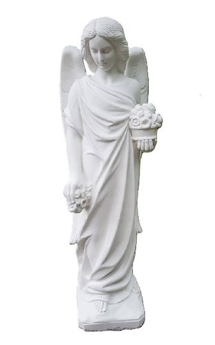 Statua Angelo con cesto in cemento H cm 102