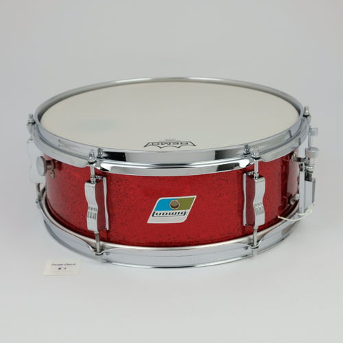 1976 Ludwig Pioneer 5" x 14" Snare Drum Red Sparkle blue olive badge